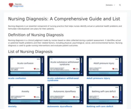 Nandadiagnoses.com(NANDA NIC NOC Diagnoses) Screenshot