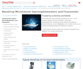 Nanodrop.com(NanoDrop Microvolume Spectrophotometers and Fluorometer) Screenshot