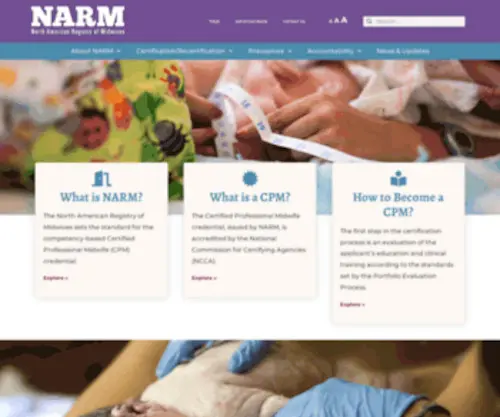 Narm.org(The North American Registry of Midwives) Screenshot