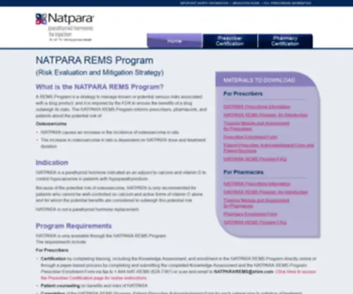 Natpararems.com(NATPARA Risk Evaluation and Mitigation Strategy (REMS)) Screenshot