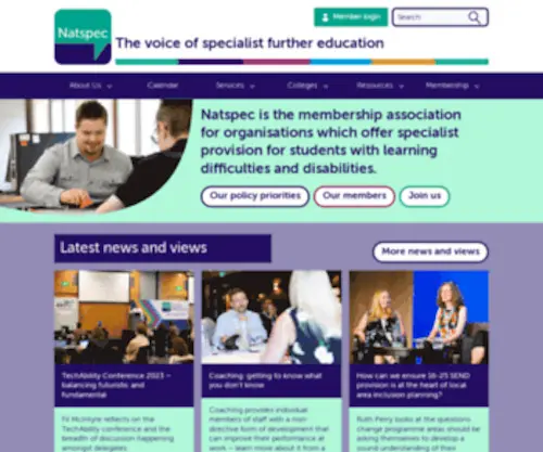 Natspec.org.uk(The Association of National Specialist Colleges) Screenshot