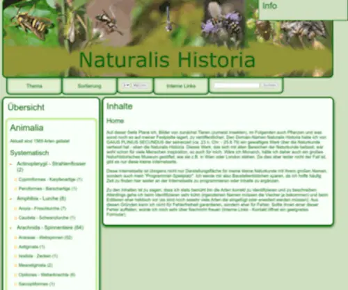 Naturalis-Historia.de(Naturalis Historia Startseite) Screenshot