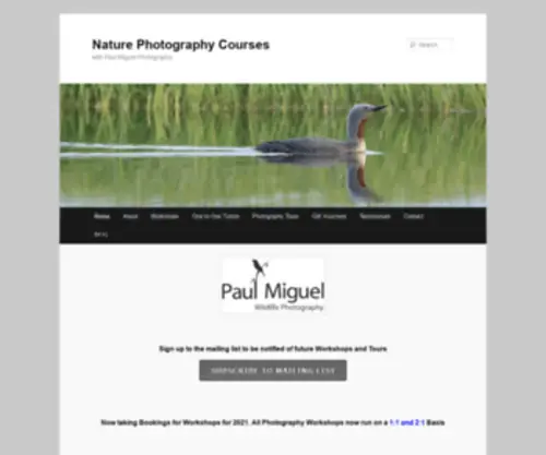 Naturephotographycourses.co.uk(Nature Photography Courses with Paul Miguel Photography) Screenshot