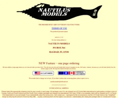 Nautilusmodels.com(THE PREMIER RESIN SHIP CONVERSION MANUFACTURER) Screenshot