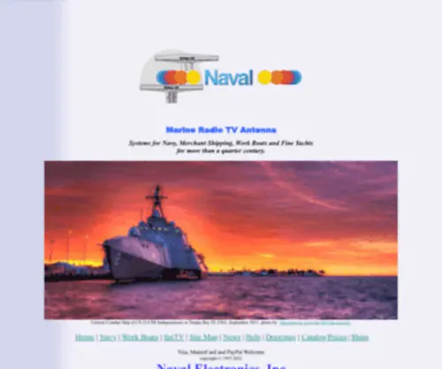 Naval.com(Marine TV ANTENNA Systems for Ships at Sea) Screenshot