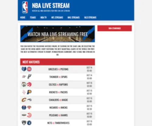 Nba-Stream.com(Watch any NBA game live online with the best HD videos on the internet for free) Screenshot
