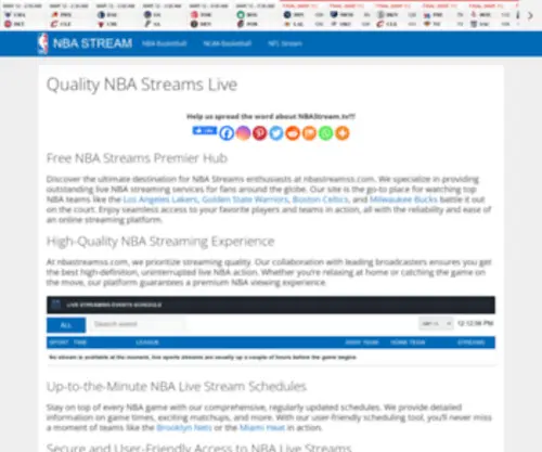 Nbastreamss.com(Our platform) Screenshot