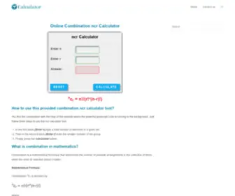 NCrcalculator.com(Combination Calculator nCr calculator · Definition – What are combinations (nCr)) Screenshot