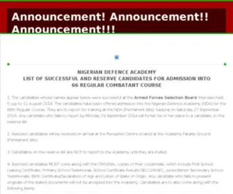 Ndaapplications.org(Nigerian Defence Academy Application Portal) Screenshot