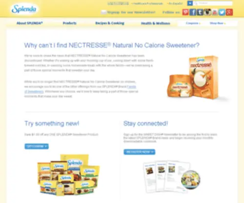Nectresse.com(NECTRESSE™ Sweetener from the Maker of SPLENDA® Sweeteners) Screenshot