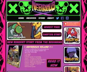 Nefariouslair.com(It follows the adventures of professional villain Crow as he kidnaps princesses) Screenshot