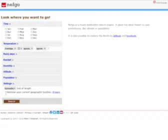 Nefgo.com(Finds places and areas matching your climate preferences) Screenshot