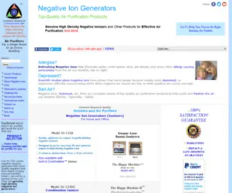 Negativeiongenerators.com(Negative ion generators and negative ionizer air purifiers products online) Screenshot