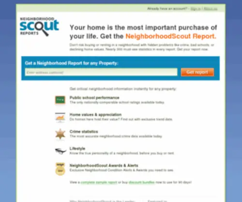 Neighborhoodscoutreports.com(Neighborhoodscoutreports) Screenshot