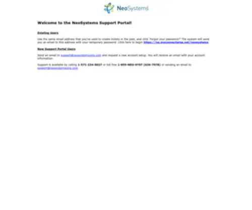 Neosystems-Usa.com(NeoSystems Support Portal) Screenshot
