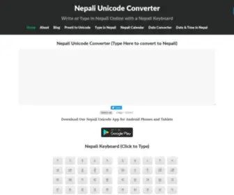 Nepali-Unicode.com(Nepali Unicode Converter to Type or Write with Nepali Keyboard) Screenshot