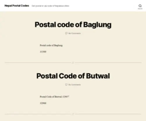 Nepalpostalcodes.com(Get postal or zip code of Nepalese cities) Screenshot