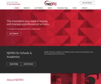 Nepro.org.uk(Home of the public sector solution for Specialist Professional Services) Screenshot