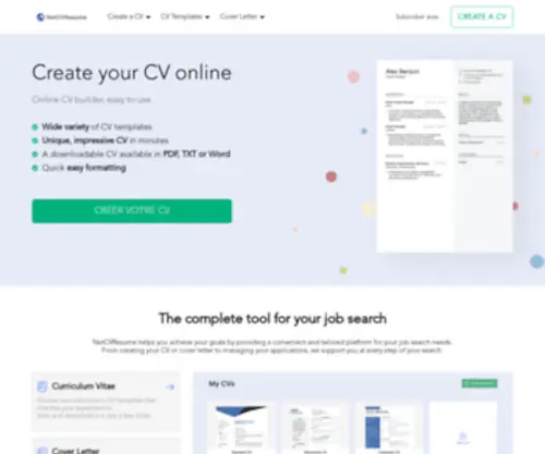 NetcVresume.com(Create your CV quickly online) Screenshot