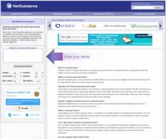 Netsubstance.com(Brand Name Generator) Screenshot