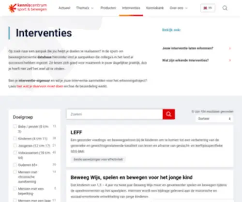 Netwerkinbeweging.nl(Database sport en beweeginterventies) Screenshot