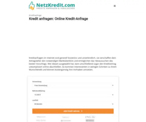Netzkredit.com(Kostenloser und unverbindlicher Antrag) Screenshot