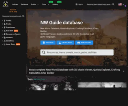 New-World.guide(New World Guide database) Screenshot