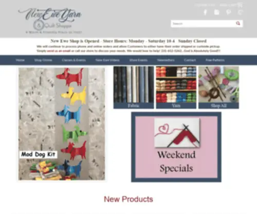 Newewe.com(New Ewe Yarn & Quilt Shoppe) Screenshot