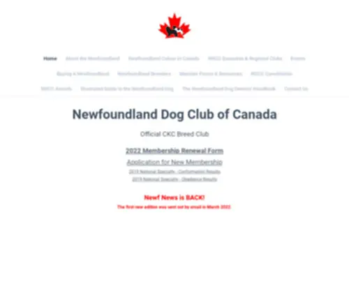 Newfoundlanddogclub.ca(Newfoundland Dog Club of Canada) Screenshot