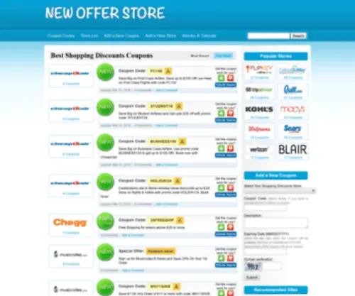 NewofferStore.com(Best Shopping Discounts Coupons) Screenshot