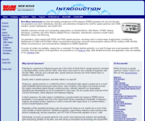 Newwaveinstruments.com(Manufacturer of Spread Spectrum Development & Test Equipment) Screenshot