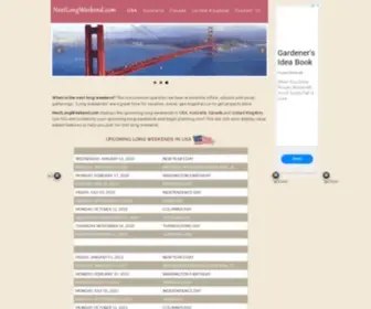 Nextlongweekend.com(LONG WEEKENDS IN USA 2022) Screenshot