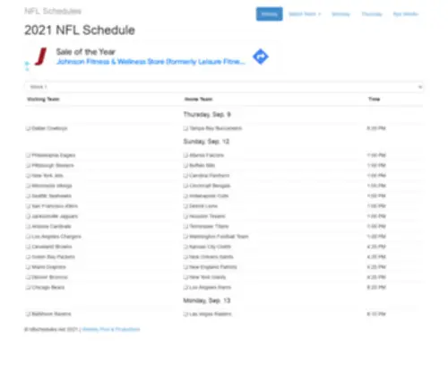 NFLSchedules.net(NFL Schedules) Screenshot
