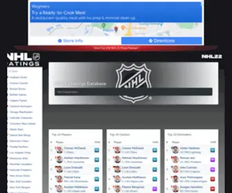 NHlratings.net(NHL 22 Play Now Player and Team Ratings Database) Screenshot