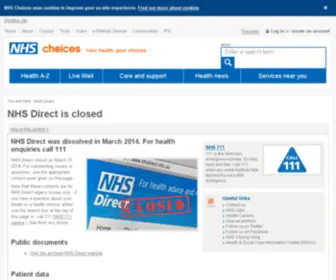 NHsdirect.nhs.uk(NHS Direct) Screenshot