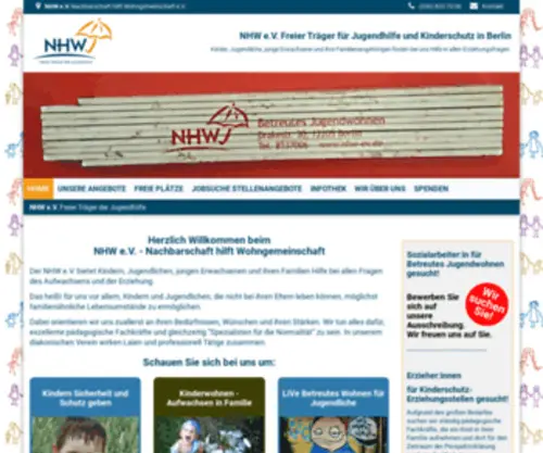 NHW-EV.de(NHW e.V. Freier Träger für Jugendhilfe und Kinderschutz in Berlin) Screenshot
