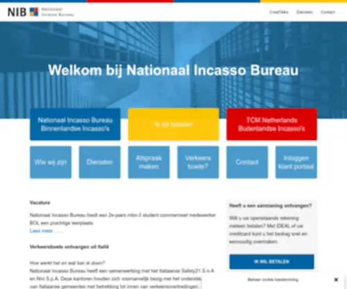 Nibincasso.nl(Het Nationaal Incasso Bureau) Screenshot