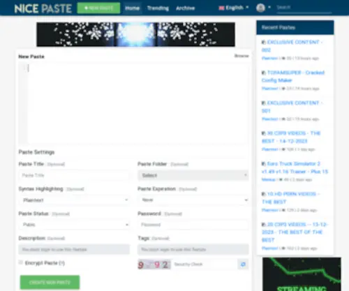 Nicepaste.com(Best paste tool since 2023) Screenshot