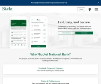 Nicoletbank.com(The purpose of Nicolet Bank) Screenshot