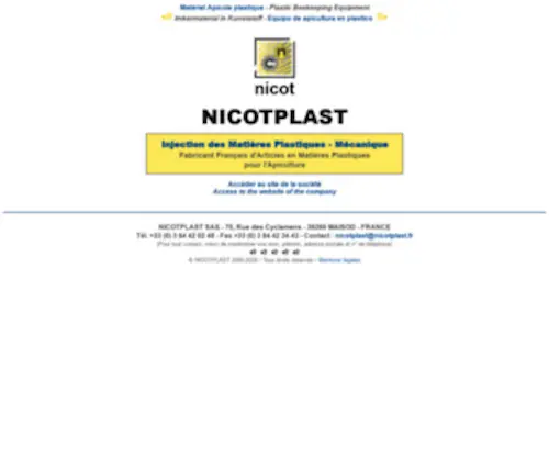 Nicotplast.com(Materiel Apicole plastique) Screenshot