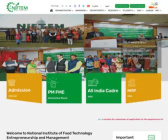 Niftem.ac.in(Niftem is the brainchild of the ministry of food processing industries (mofpi)) Screenshot