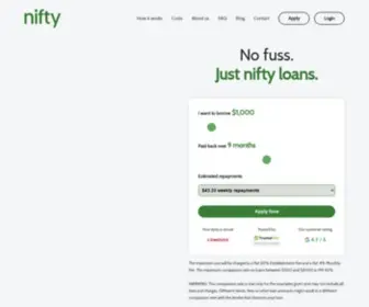 Niftypersonalloans.com.au(Nifty Loans) Screenshot