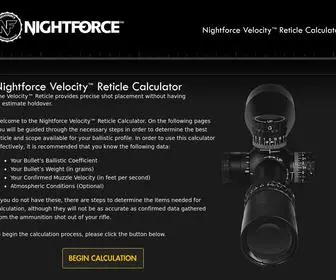 Nightforcereticlecalculator.com(Nightforce) Screenshot