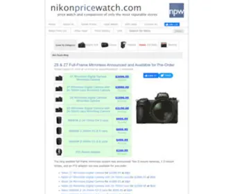 Nikonpricewatch.com(Nikon Camera and Lens Price Comparisons) Screenshot