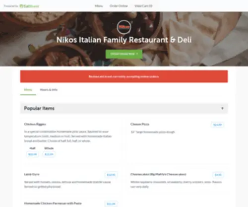 Nikossyracuse.com(Nikos Italian Family Restaurant & Deli) Screenshot