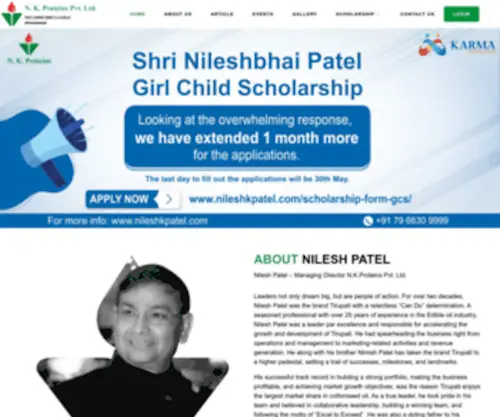 Nileshkpatel.com(Nilesh K Patel N K Proteins) Screenshot