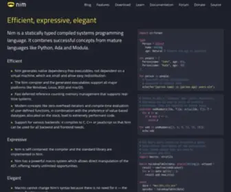 Nim-Lang.org(The Nim programming language) Screenshot
