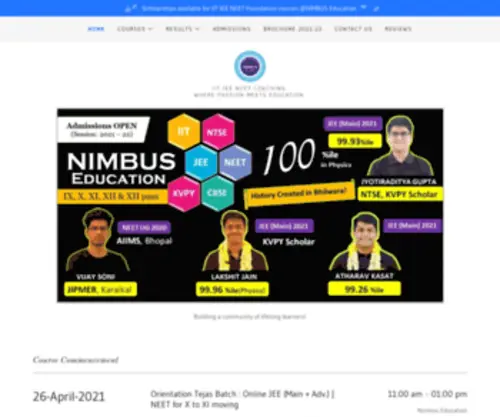 Nimbus-Edu.in(Nimbus Education IIT JEE) Screenshot