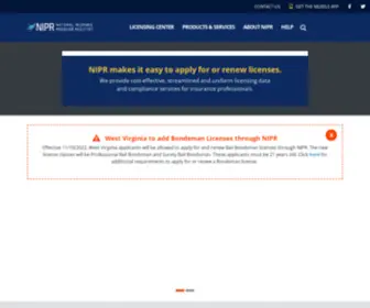 Nipr.com(The source for insurance producer licensing information and the Producer Database (PDB)) Screenshot