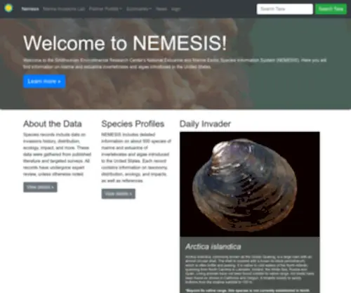 Nisbase.org(Nonindigenous Species Database Network) Screenshot